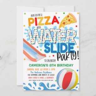 Invitation à la pizza et à la partie de toboggan