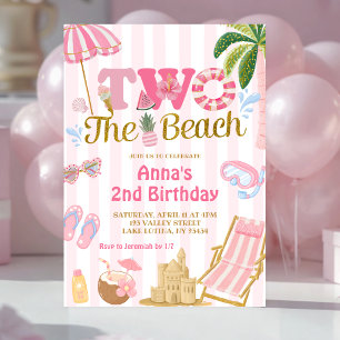 Invitation à la plage Pink Stripe Fun Two