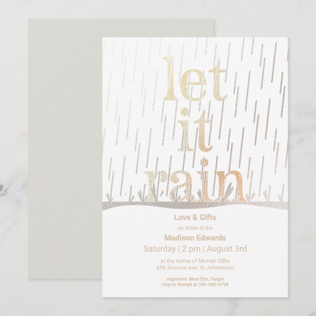 Invitation à la pluie de pluie nuptiale de pluie (Devant / Derrière)