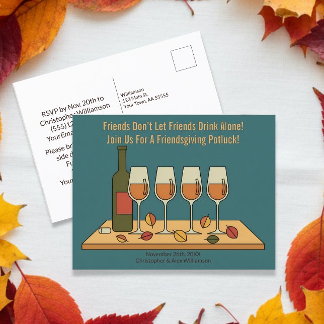 Invitation à la Potluck de Friendsgiving drôle ave (Créateur téléchargé)