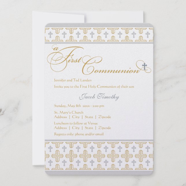 Invitation à la première communion de garçon (Devant)