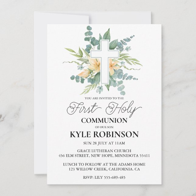 invitation à la première communion de la croix bot (Devant)
