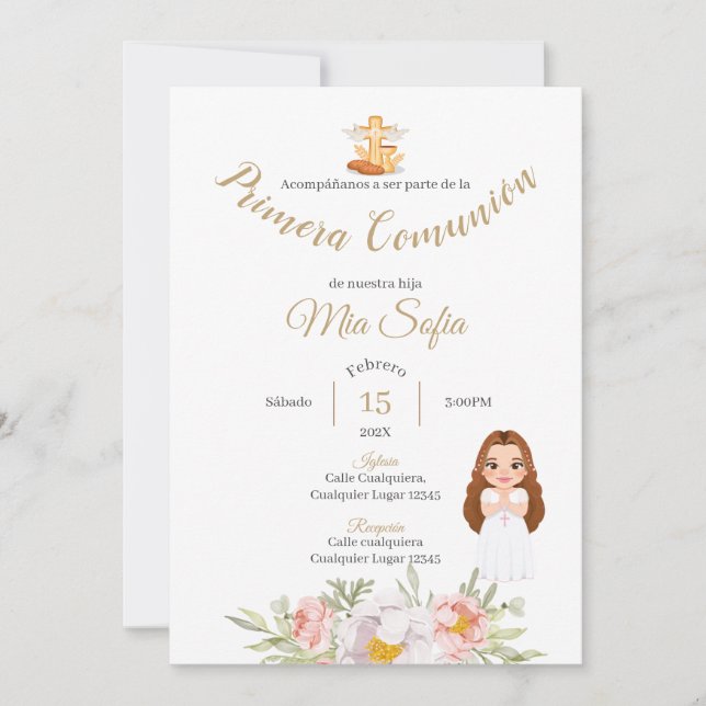 Invitation à la première communion des filles à fe (Devant)