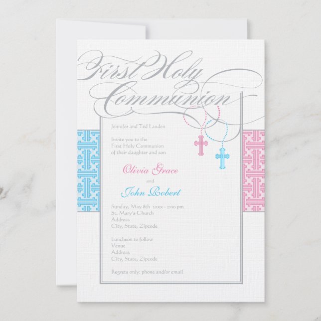 Invitation à la première communion des jumeaux gar (Devant)