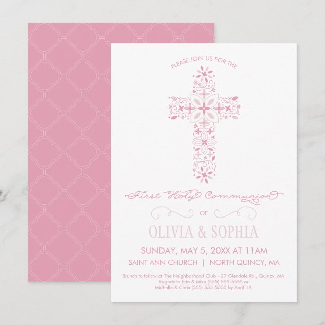 Invitation à la première communion - Fille Invitat (Devant / Derrière)