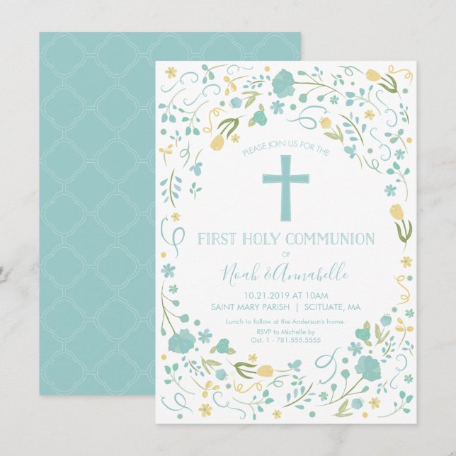 Invitation à la première communion - Garçon et/ou  (Devant / Derrière)