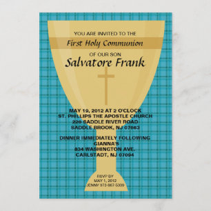 Invitation à la première communion Gold Chalice