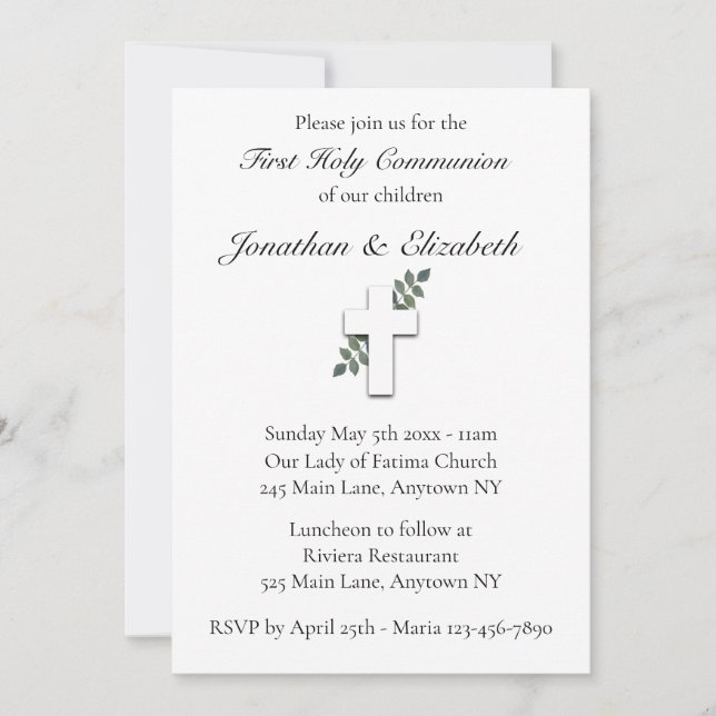 Invitation à la première communion jumelle (Devant)