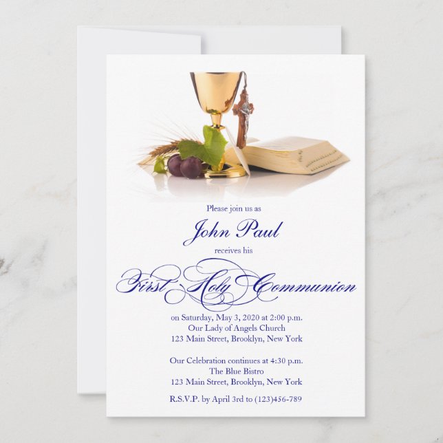 Invitation à la première communion moderne et élég (Devant)