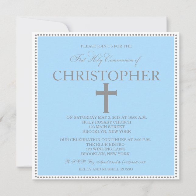 Invitation à la première communion moderne pour le (Devant)