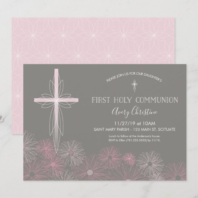Invitation à la première communion sainte avec cro (Devant / Derrière)