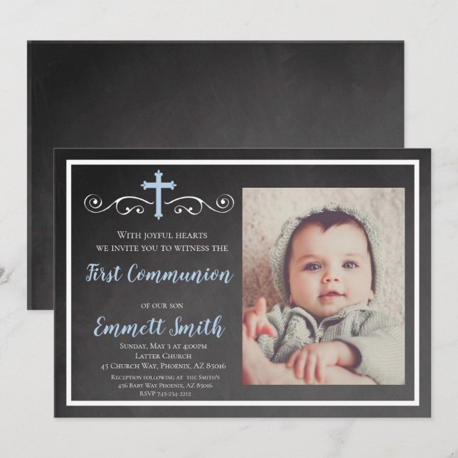 Invitation à la première communion, tableau de bor (Devant / Derrière)