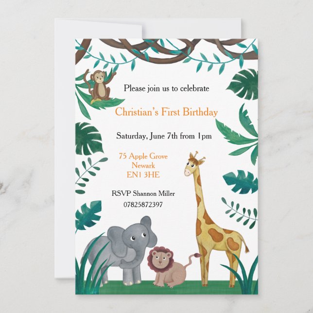 Invitation à la première fête de la jungle (Devant)