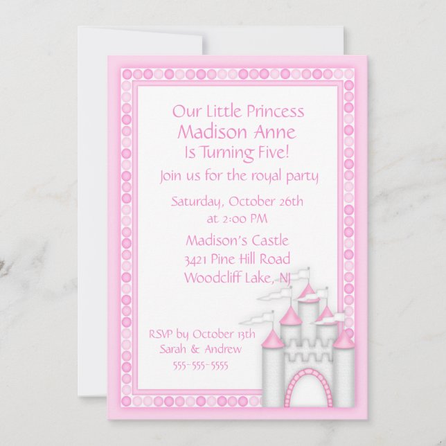 Invitation à la Princess Castle Party (Devant)