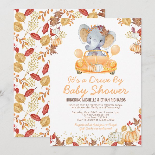 Invitation À La Promenade Des Éléphants Par Baby s (Devant / Derrière)