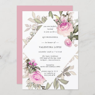 Invitation à la Quinceanera rose