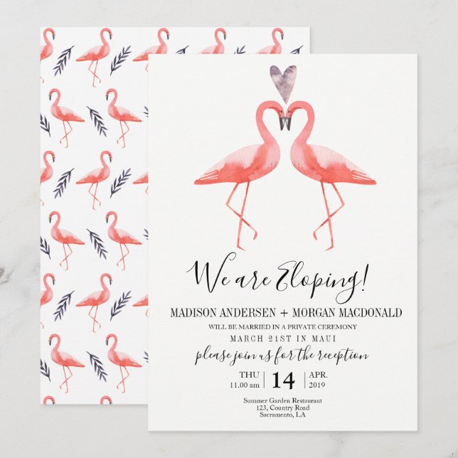 Invitation à la réception de fuite des flamants ro (Devant / Derrière)