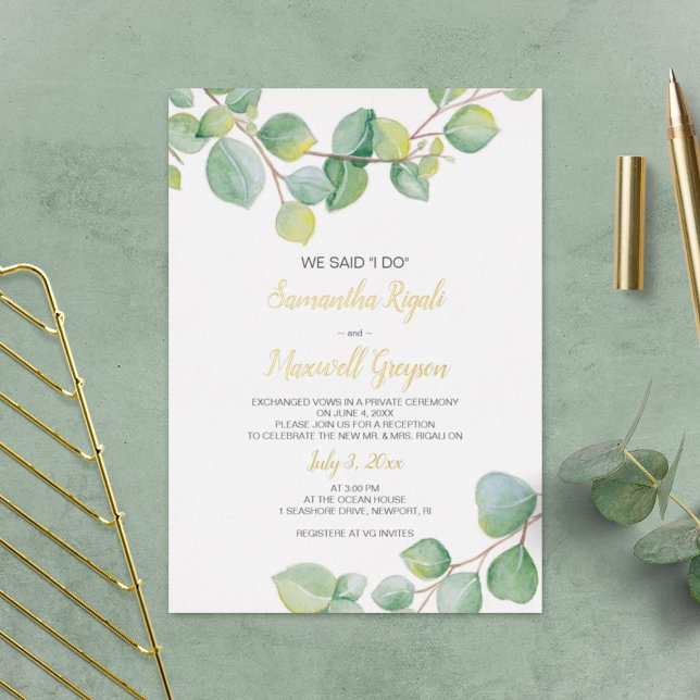Invitation à la réception de l'Elopement, Eucalypt (Créateur téléchargé)