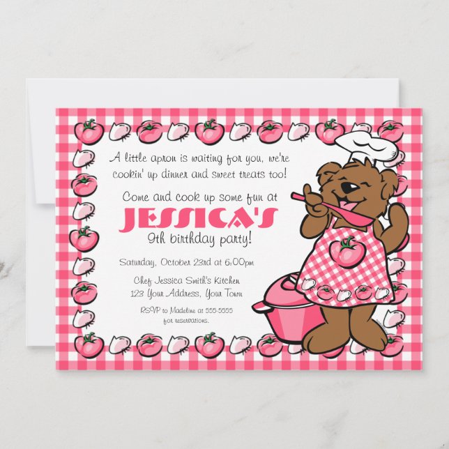 Invitation à la réception de l'ours Little Chef (Devant)