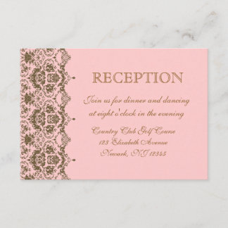 Invitation à la réception de Mariage damassé Brown