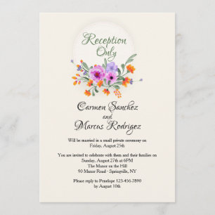 Invitation à la réception d'Elopement