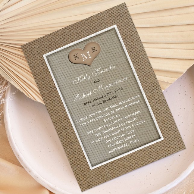 Invitation à la réception du mariage — Burlap (Créateur téléchargé)