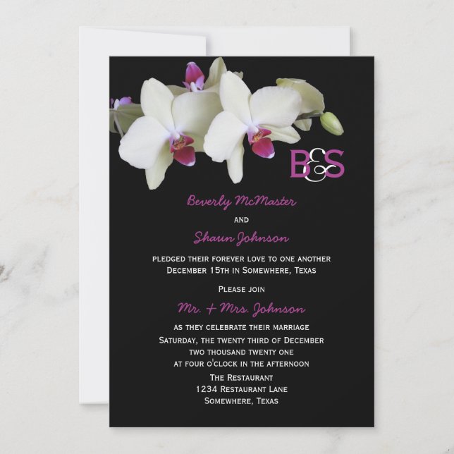 Invitation à la réception du mariage, Orchidées (Devant)