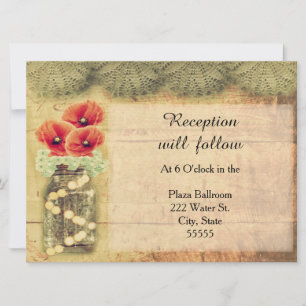 Invitation à la réception du Poppy Mason Jar vinta