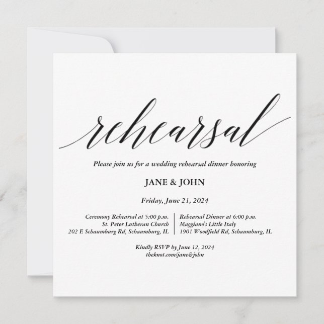 Invitation à la répétition mariage (Devant)