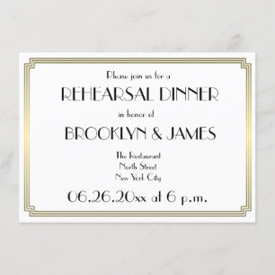 Invitation à la répétition Mariage Gatsby Art Déco