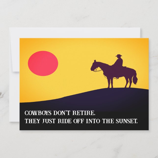 Invitation à la retraite Cowboy, Cheval et coucher (Devant)