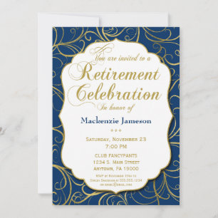 Invitation à la retraite de Marine Blue Gold Swirl