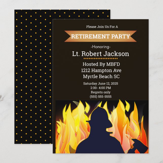 Invitation à la retraite du chef pompier/incendie (Devant / Derrière)