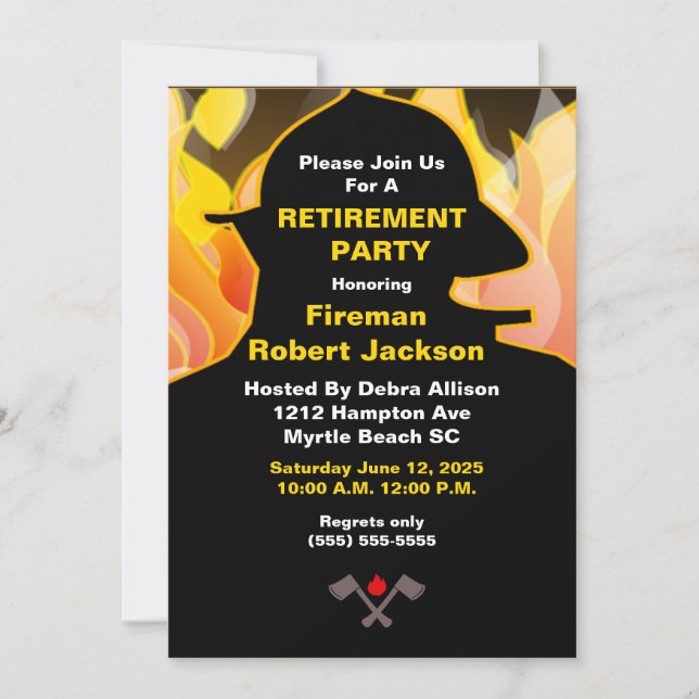Invitation à la retraite du chef pompier/incendie (Devant)