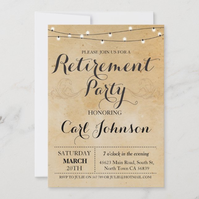 Invitation à la retraite Invitation de la partie r (Devant)