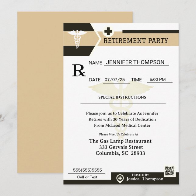 Invitation à la retraite Médicale du carnet d'ordo (Devant / Derrière)
