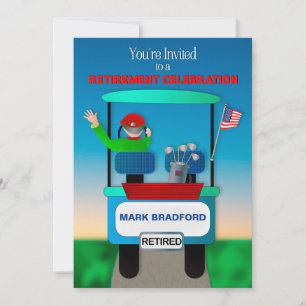 Invitation à la retraite pour Golfer Golf Cart