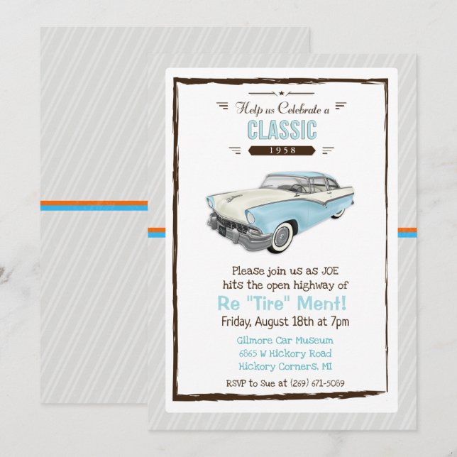Invitation à la retraite rétro-automobile classiqu (Devant / Derrière)