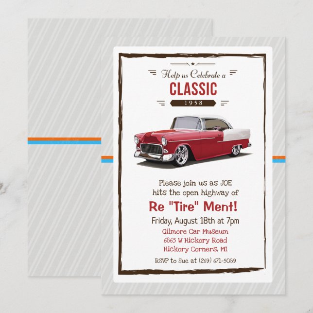 Invitation à la retraite rétro-automobile classiqu (Devant / Derrière)