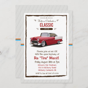 Invitation à la retraite rétro-automobile classiqu