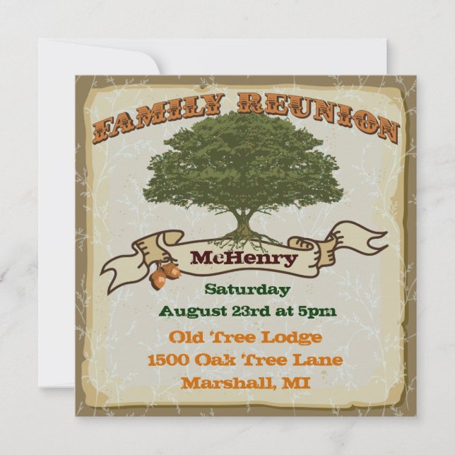 Invitation à la réunion d'arbre de famille rustiqu (Devant)