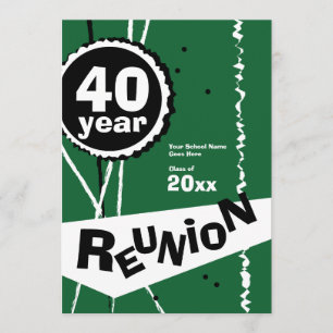 Invitation à la réunion de classe 40 ans verte