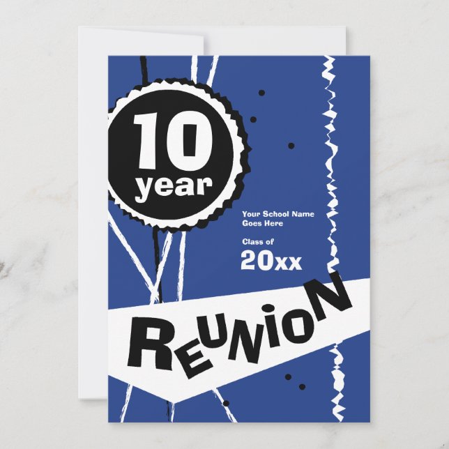 Invitation à la réunion de classe Blue 10 ans pers (Devant)