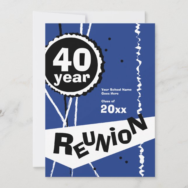 Invitation à la réunion de classe Blue 40 ans pers (Devant)