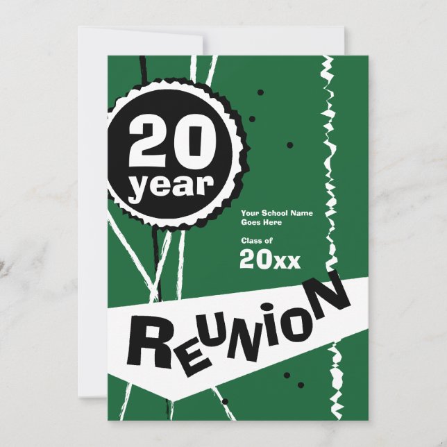 Invitation à la réunion de classe Green 20 Year (Devant)