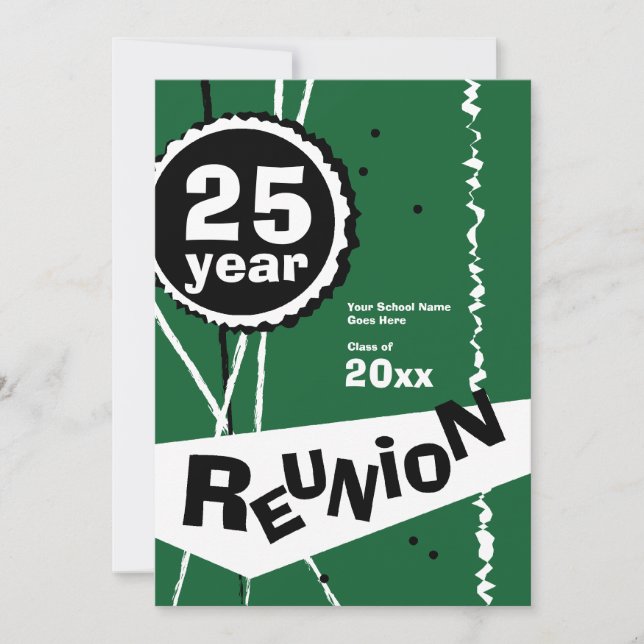 Invitation à la réunion de classe Green 25 Year (Devant)