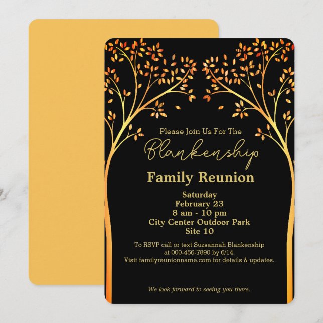 Invitation à la réunion de famille d'oranges d'or (Devant / Derrière)
