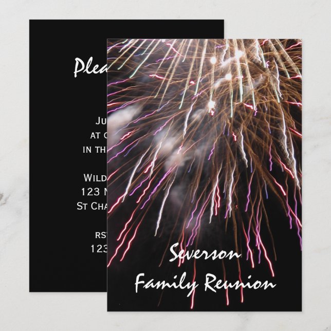 Invitation à la réunion de famille Fireworks (Devant / Derrière)