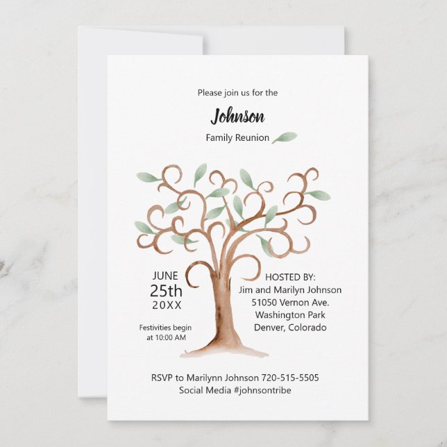 Invitation à la réunion de l'arbre généalogique (Devant)