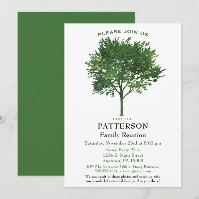 Invitation à la réunion familiale de Green Tree (Devant / Derrière)